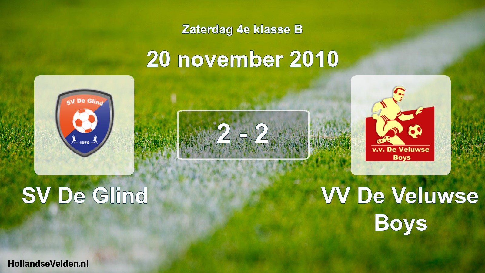 Total number of matches played: SV De Glind - VV De Veluwse Boys 2 - 2 (20 November 2010)