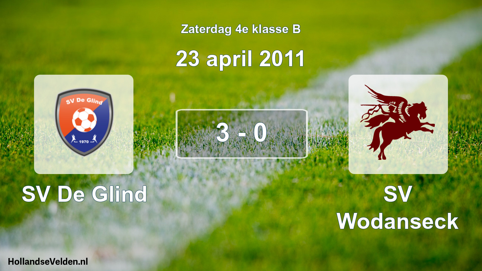 Total number of matches played: SV De Glind - SV Wodanseck 3 - 0 (23 April 2011)