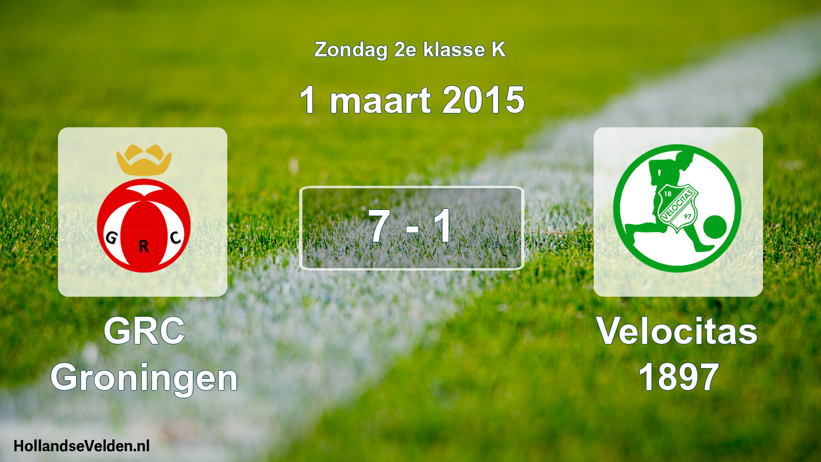 Total number of matches played: GRC Groningen - Velocitas 1897 7 - 1 (1 March 2015)