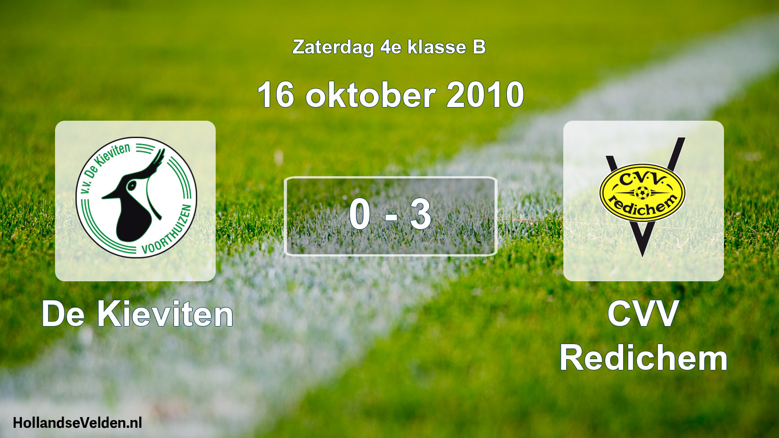 Total number of matches played: De Kieviten - CVV Redichem 0 - 3 (16 October 2010)