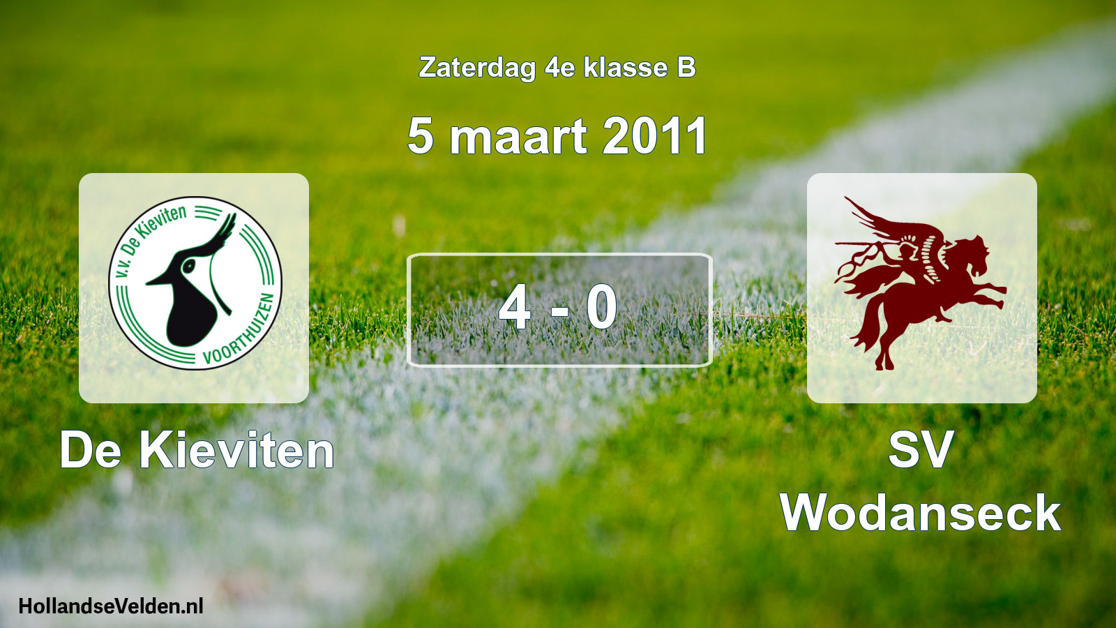 Total number of matches played: De Kieviten - SV Wodanseck 4 - 0 (5 March 2011)