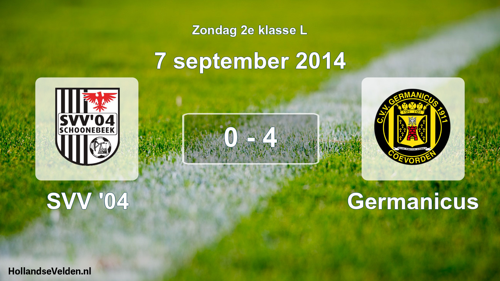 Total number of matches played: SVV '04 - Germanicus 0 - 4 (7 September 2014)