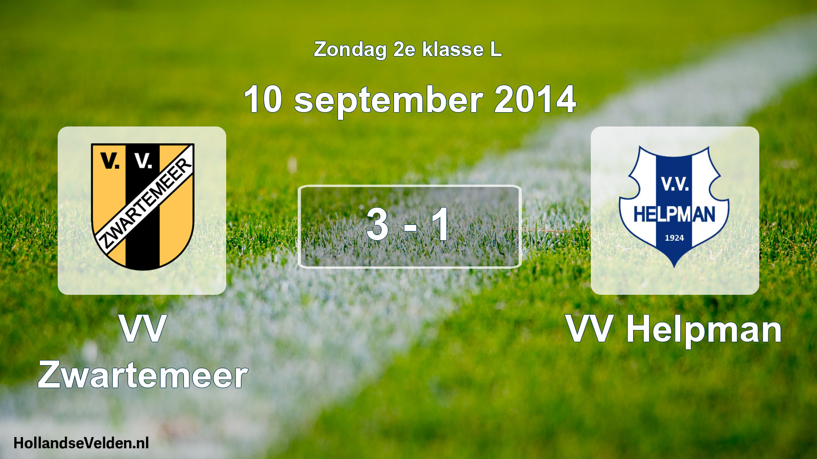 Total number of matches played: VV Zwartemeer - VV Helpman 3 - 1 (10 September 2014)