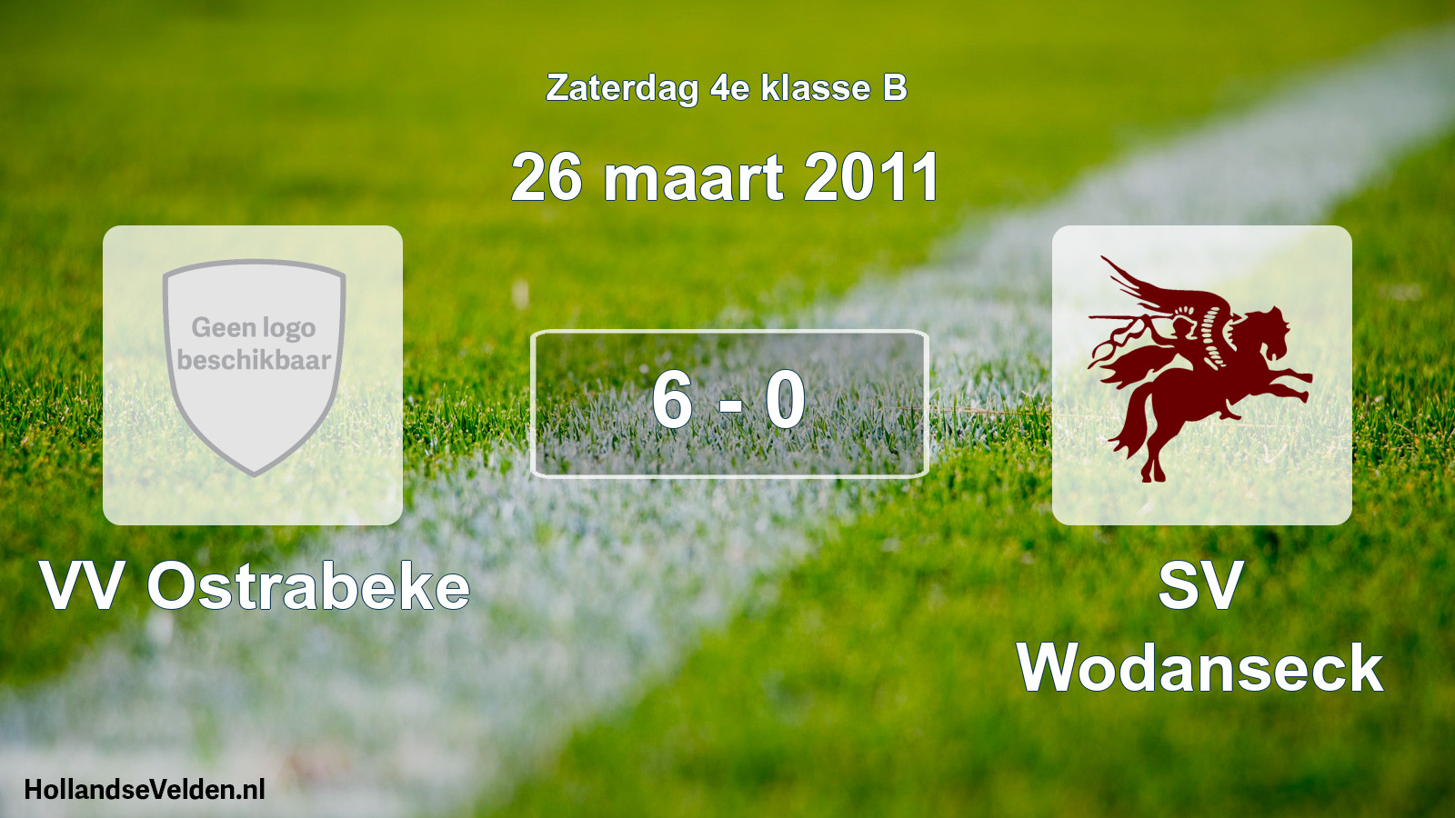 Total number of matches played: VV Ostrabeke - SV Wodanseck 6 - 0 (26 March 2011)