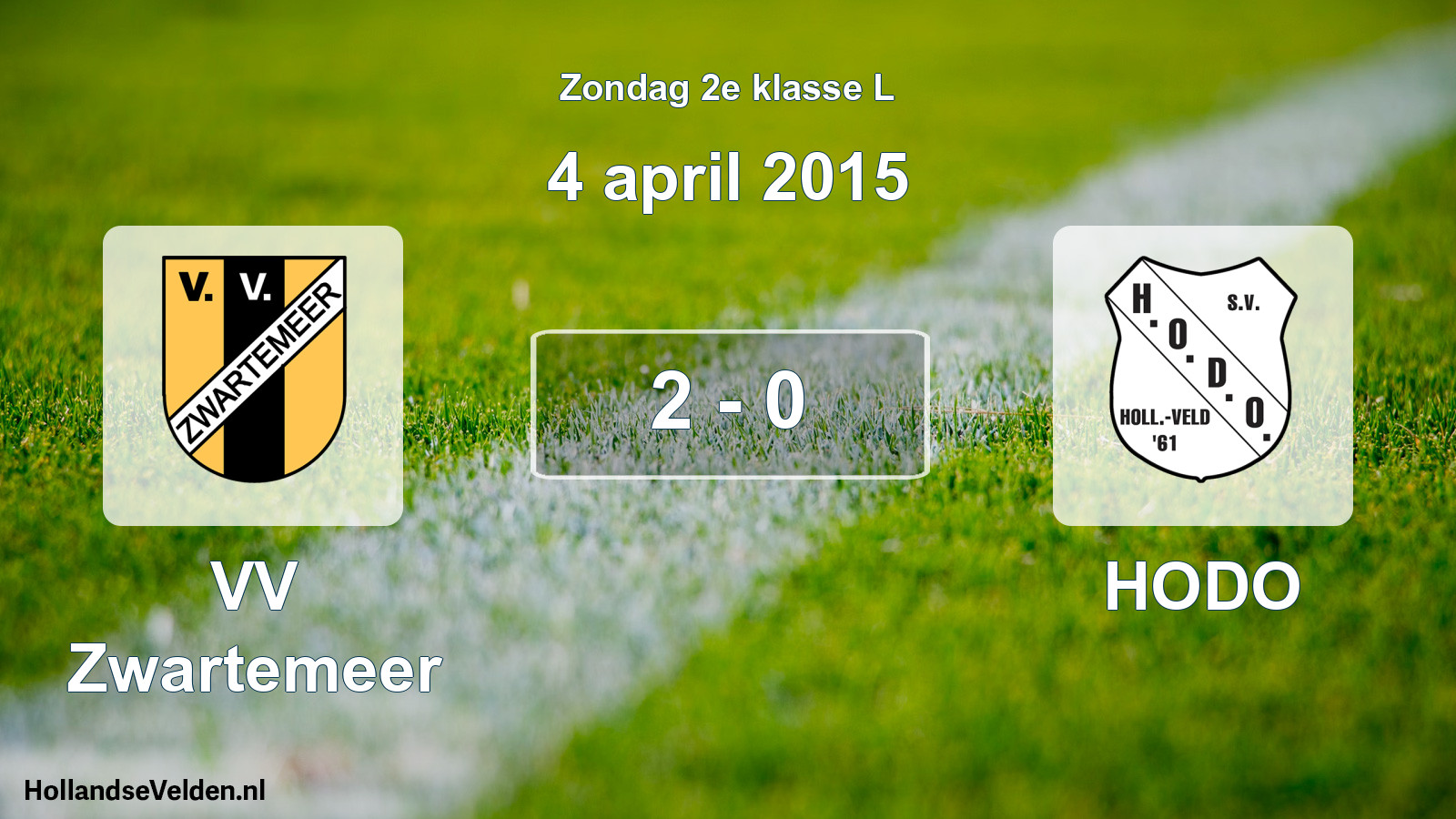 Total number of matches played: VV Zwartemeer - HODO 2 - 0 (4 April 2015)