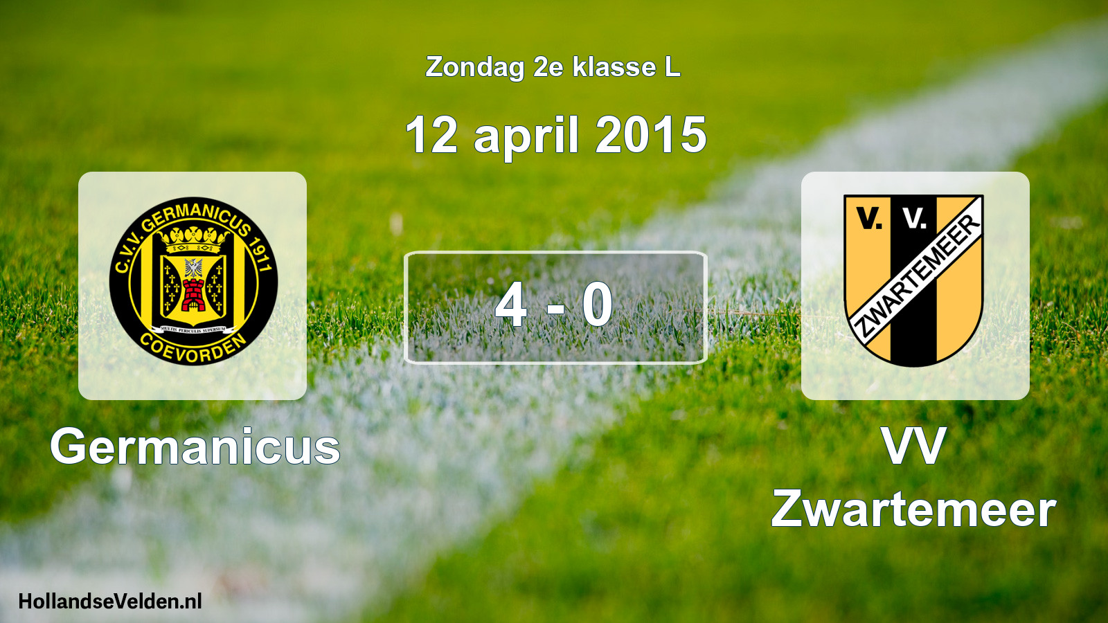 Total number of matches played: Germanicus - VV Zwartemeer 4 - 0 (12 April 2015)