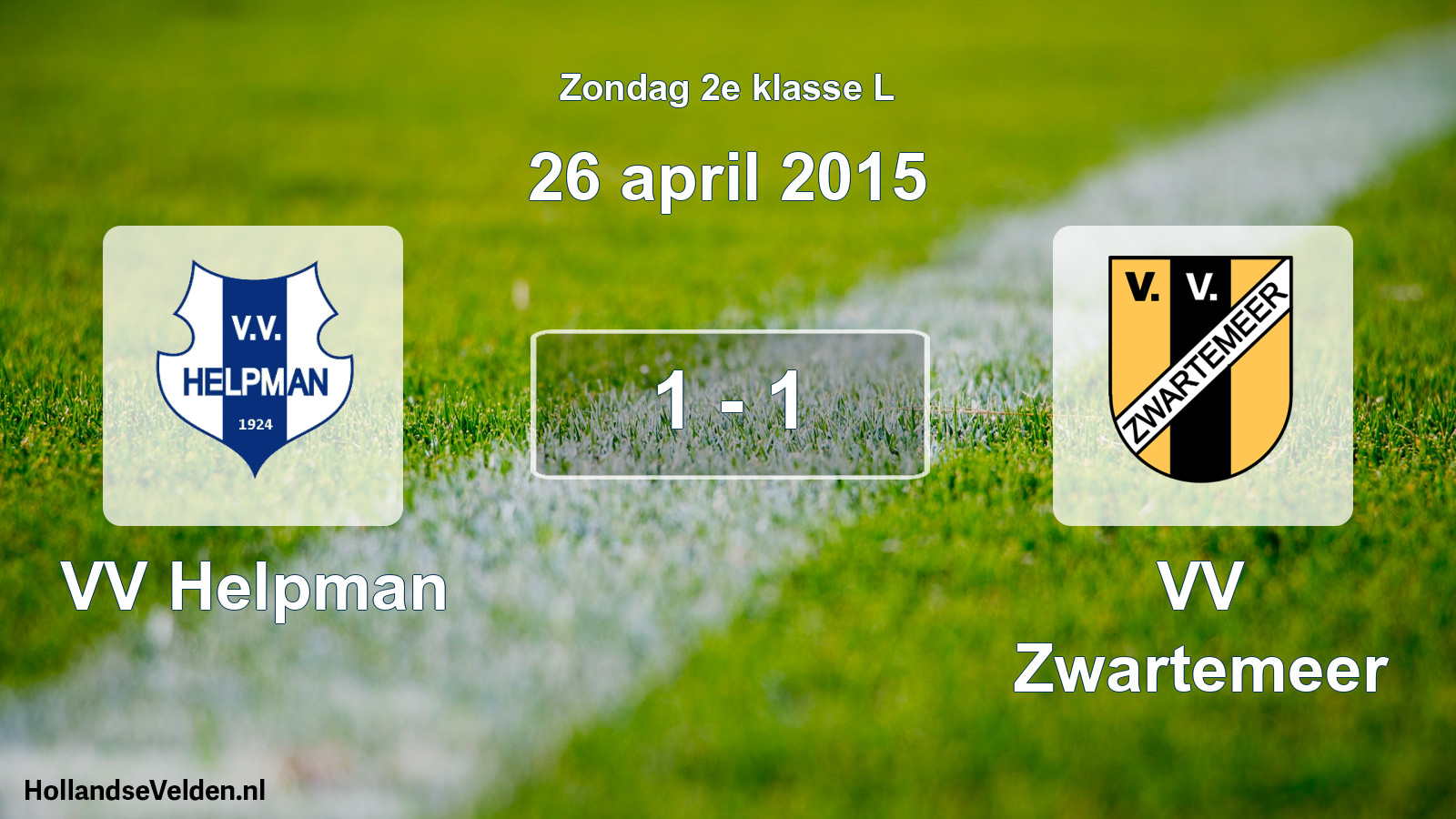 Total number of matches played: VV Helpman - VV Zwartemeer 1 - 1 (26 April 2015)
