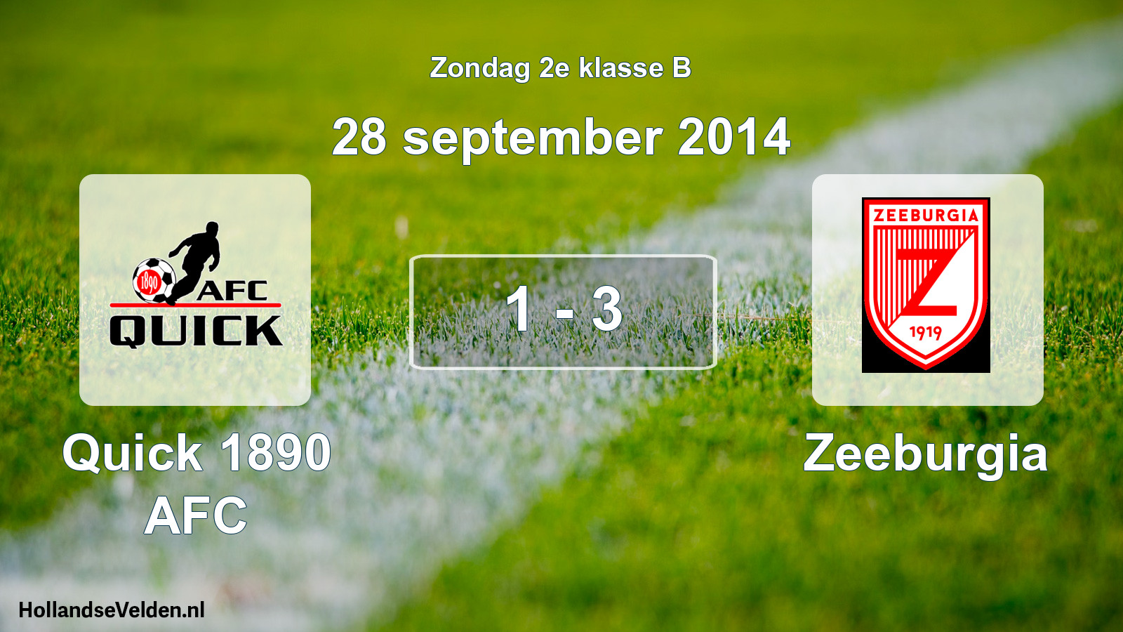 Total number of matches played: Quick 1890 AFC - Zeeburgia 1 - 3 (28 September 2014)
