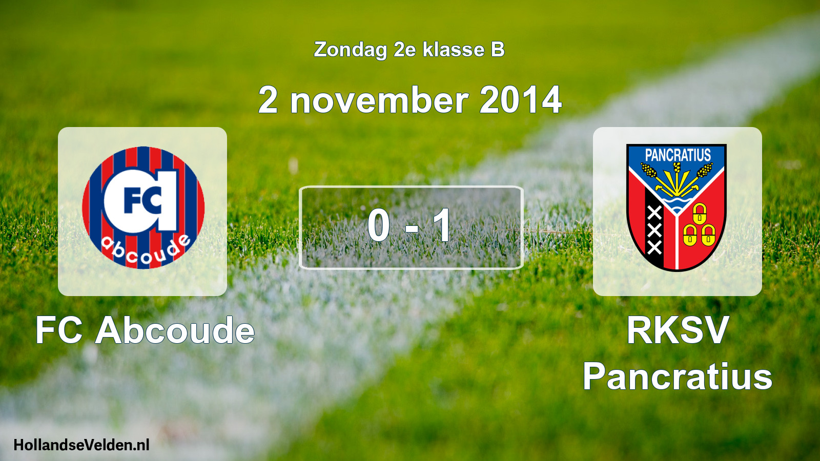 Total number of matches played: FC Abcoude - RKSV Pancratius 0 - 1 (2 November 2014)