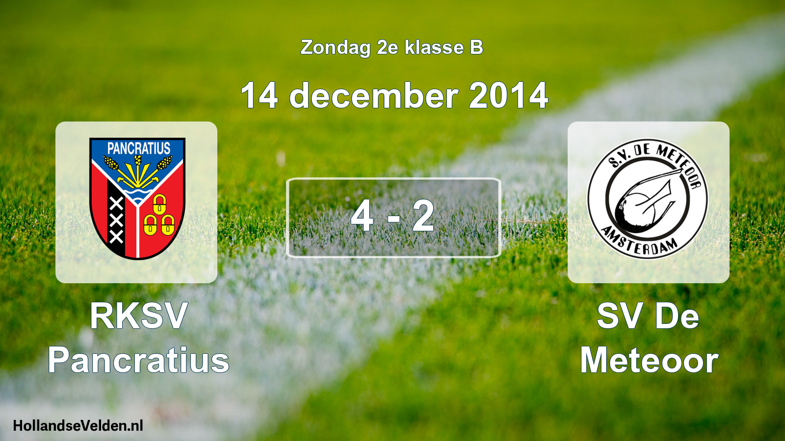 Total number of matches played: RKSV Pancratius - SV De Meteoor 4 - 2 (14 December 2014)