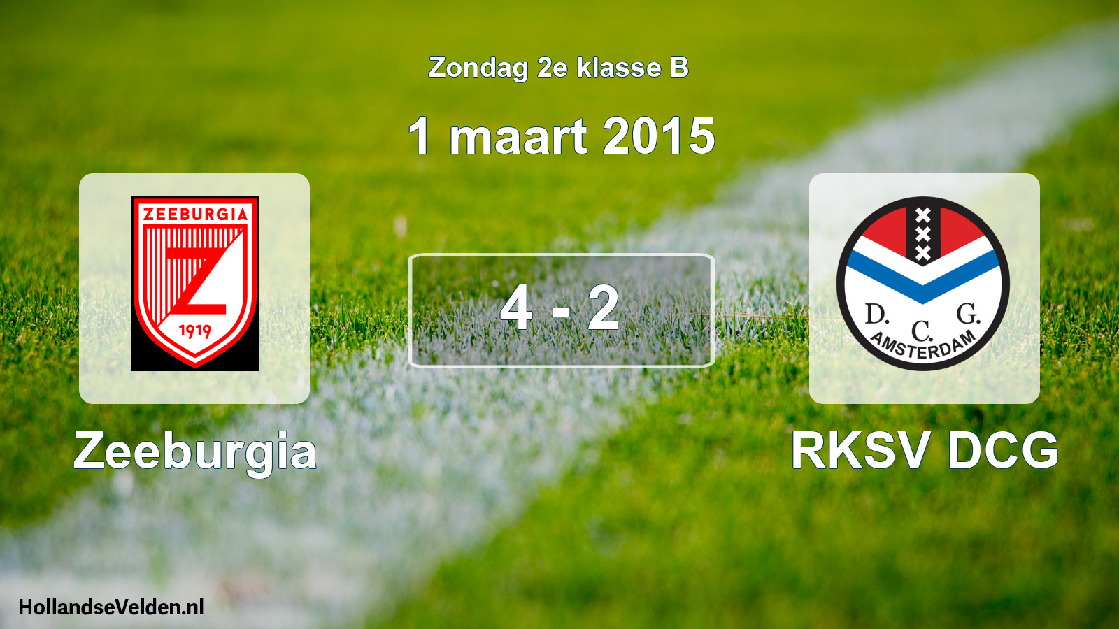 Total number of matches played: Zeeburgia - RKSV DCG 4 - 2 (1 March 2015)