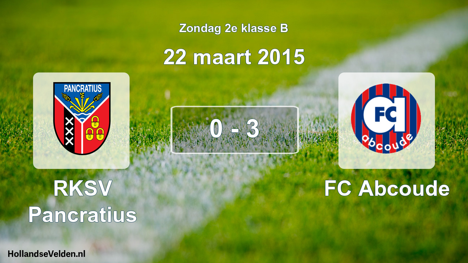 Total number of matches played: RKSV Pancratius - FC Abcoude 0 - 3 (22 March 2015)
