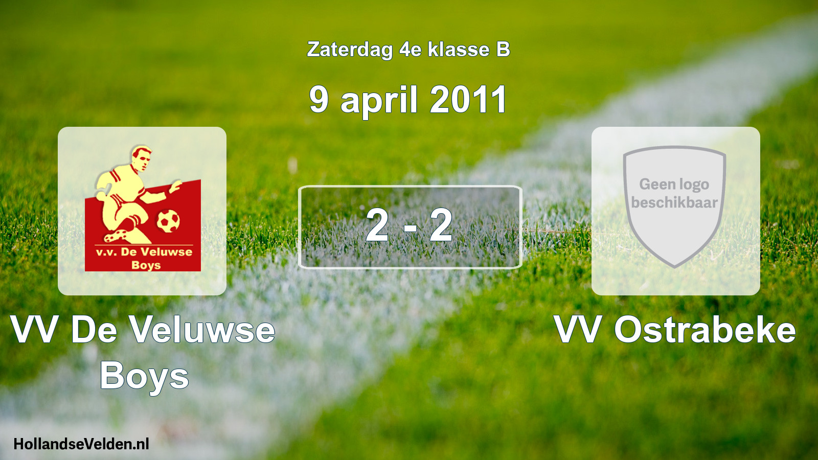 Total number of matches played: VV De Veluwse Boys - VV Ostrabeke 2 - 2 (9 April 2011)