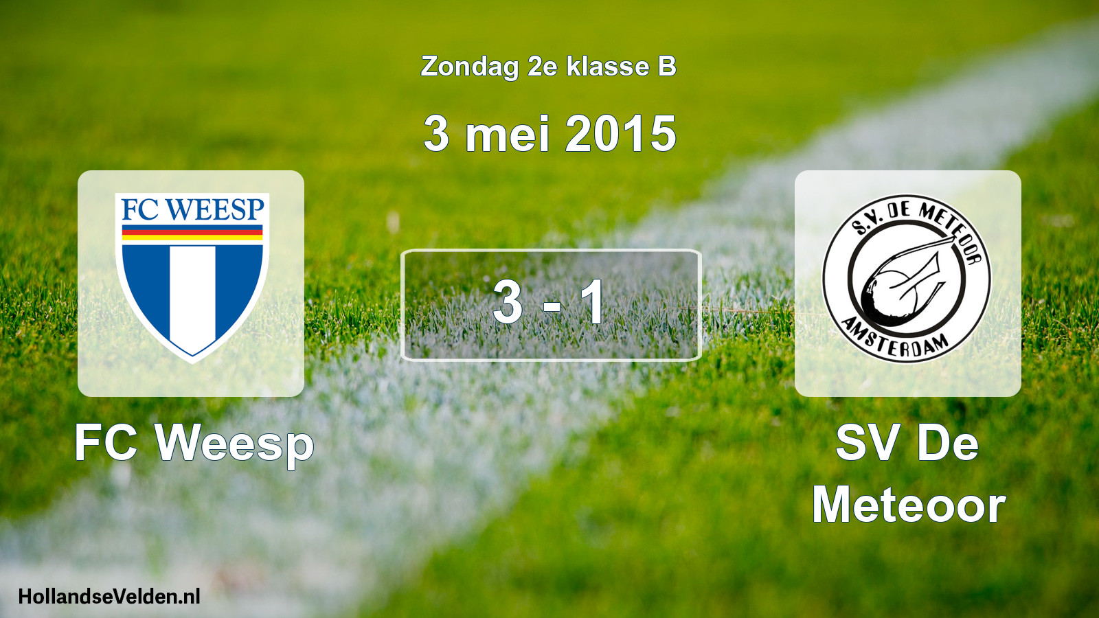 Total number of matches played: FC Weesp - SV De Meteoor 3 - 1 (3 May 2015)