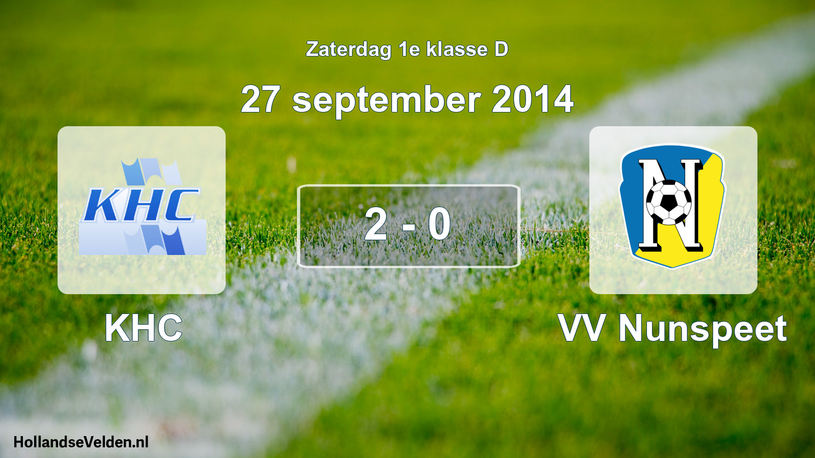 Total number of matches played: KHC - VV Nunspeet 2 - 0 (27 September 2014)
