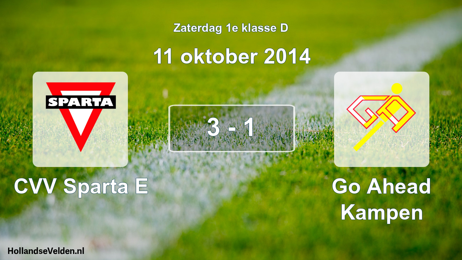 Total number of matches played: CVV Sparta E - Go Ahead Kampen 3 - 1 (11 October 2014)
