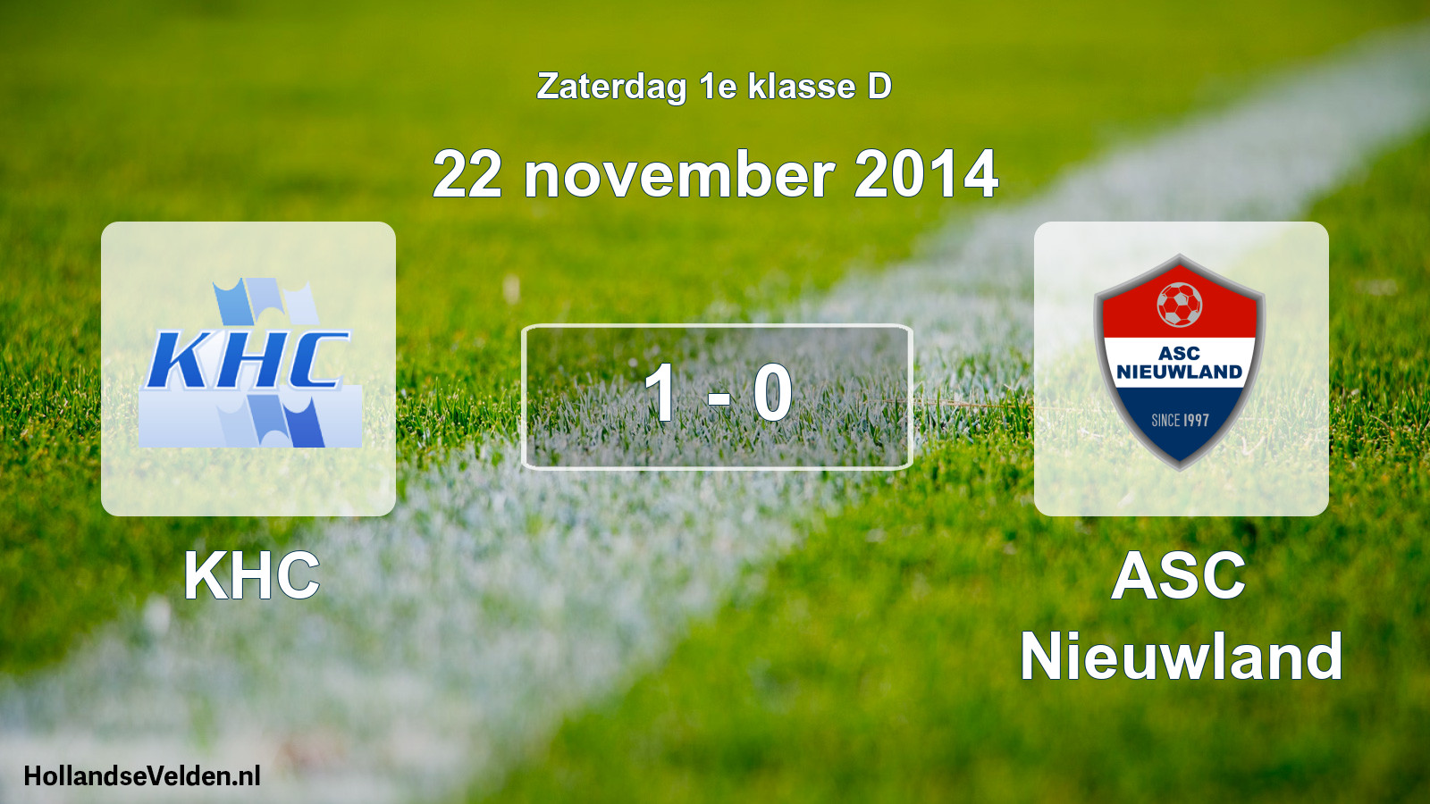 Total number of matches played: KHC - ASC Nieuwland 1 - 0 (22 November 2014)