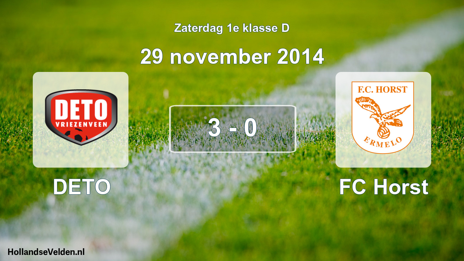 Total number of matches played: DETO - FC Horst 3 - 0 (29 November 2014)