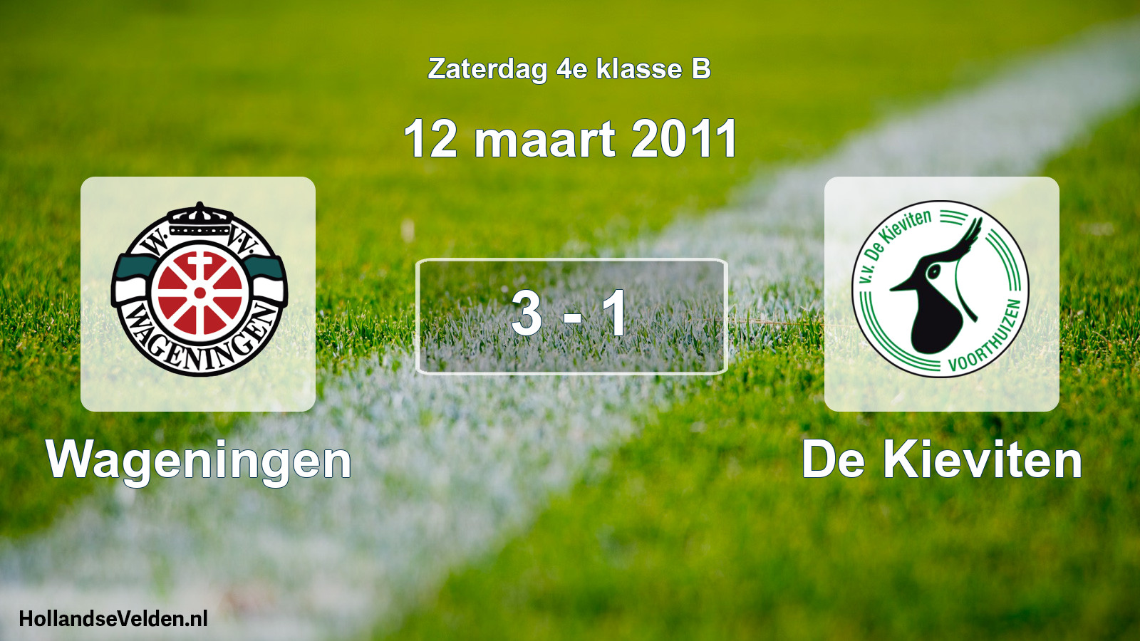 Total number of matches played: Wageningen - De Kieviten 3 - 1 (12 March 2011)