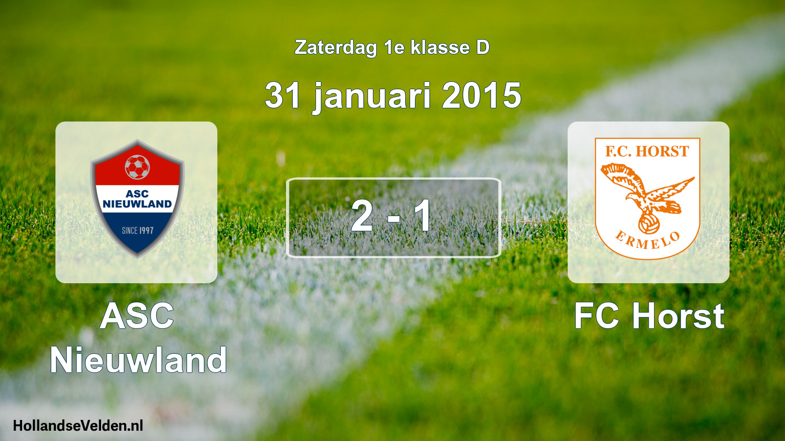 Total number of matches played: ASC Nieuwland - FC Horst 2 - 1 (31 January 2015)