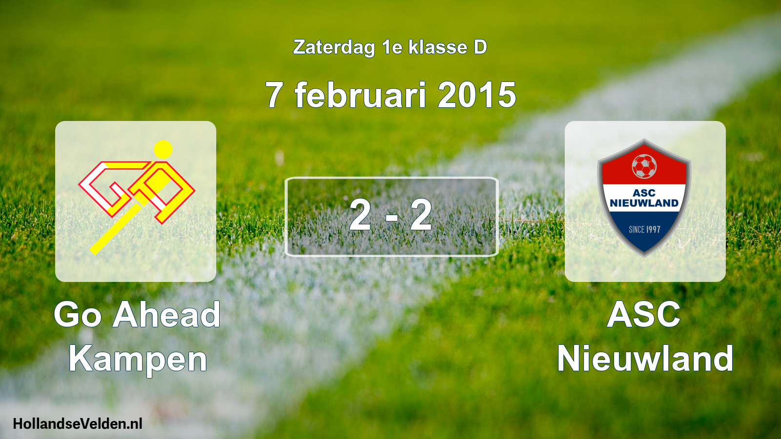 Total number of matches played: Go Ahead Kampen - ASC Nieuwland 2 - 2 (7 February 2015)