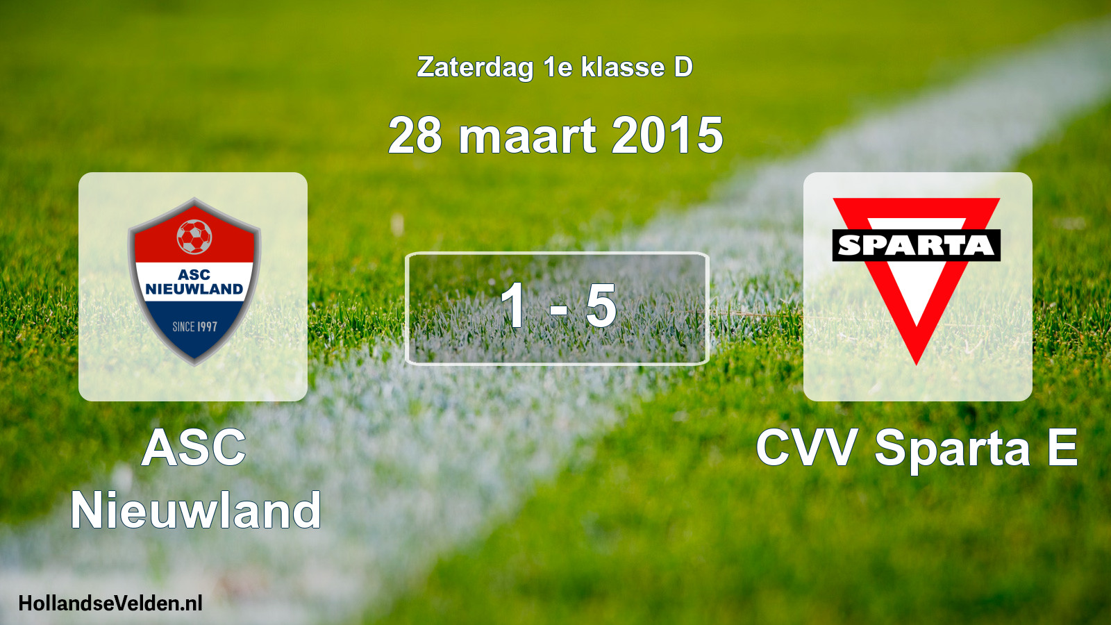 Total number of matches played: ASC Nieuwland - CVV Sparta E 1 - 5 (28 March 2015)