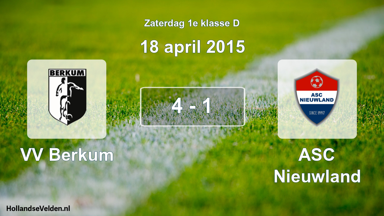 Total number of matches played: VV Berkum - ASC Nieuwland 4 - 1 (18 April 2015)