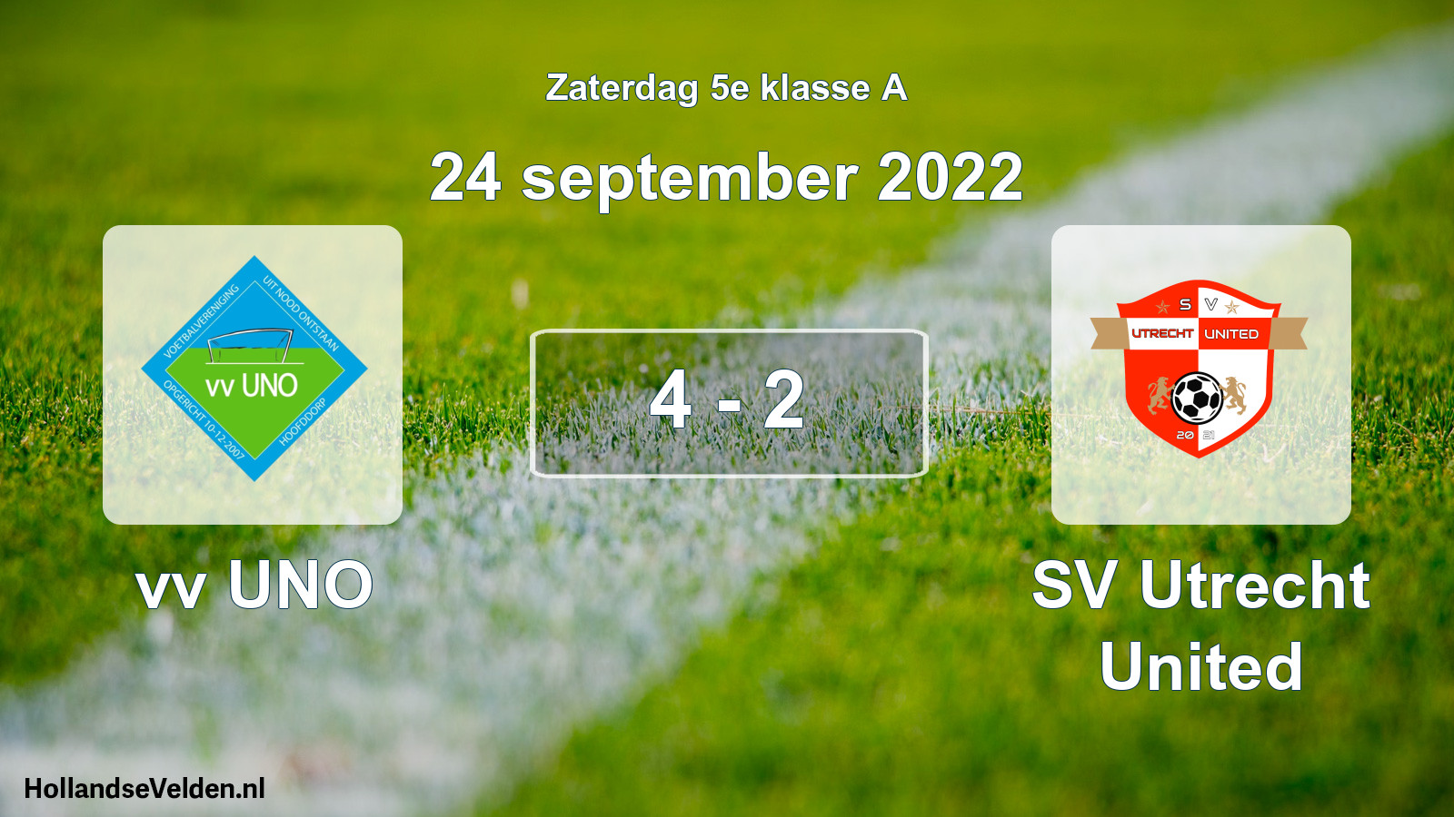 Total number of matches played: vv UNO - SV Utrecht United 4 - 2 (24 September 2022)