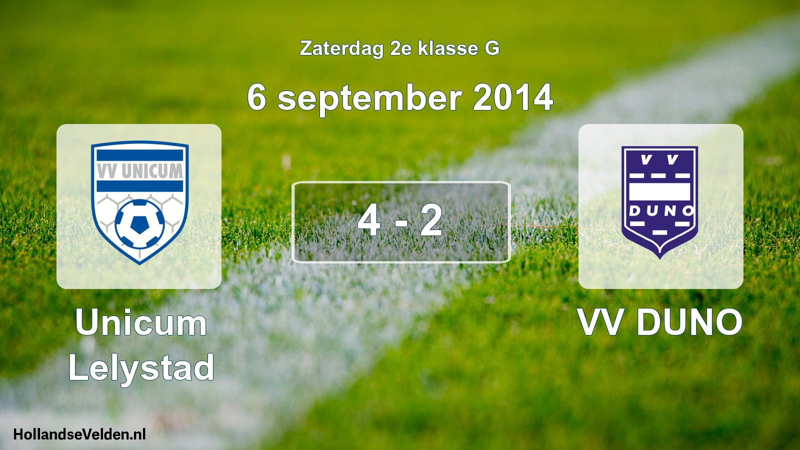 Total number of matches played: Unicum Lelystad - VV DUNO 4 - 2 (6 September 2014)