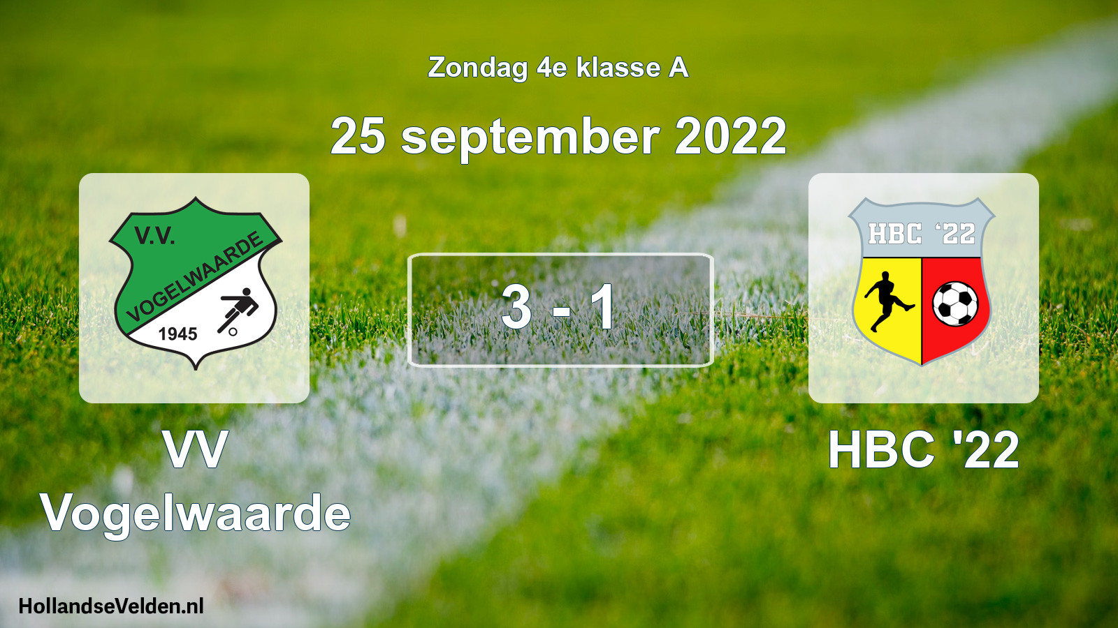 Total number of matches played: VV Vogelwaarde - HBC '22 3 - 1 (25 September 2022)