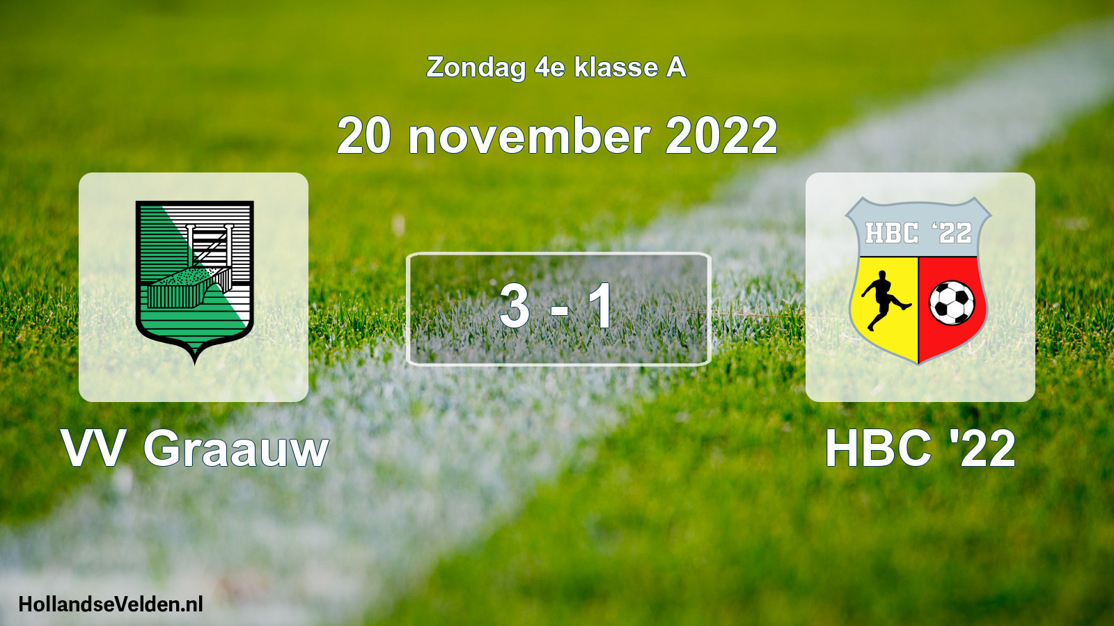 Total number of matches played: VV Graauw - HBC '22 3 - 1 (20 November 2022)