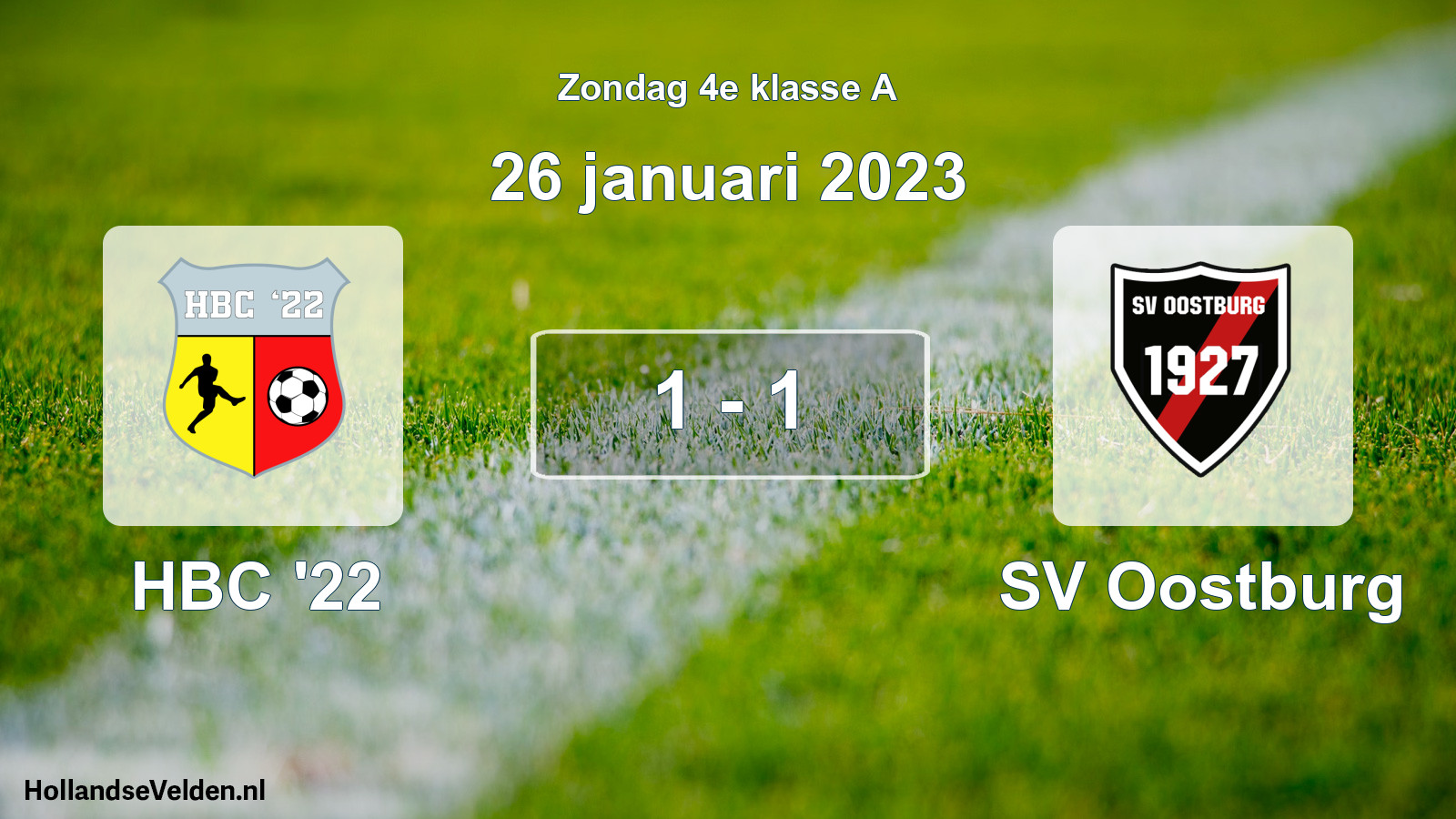 Total number of matches played: HBC '22 - SV Oostburg 1 - 1 (26 January 2023)