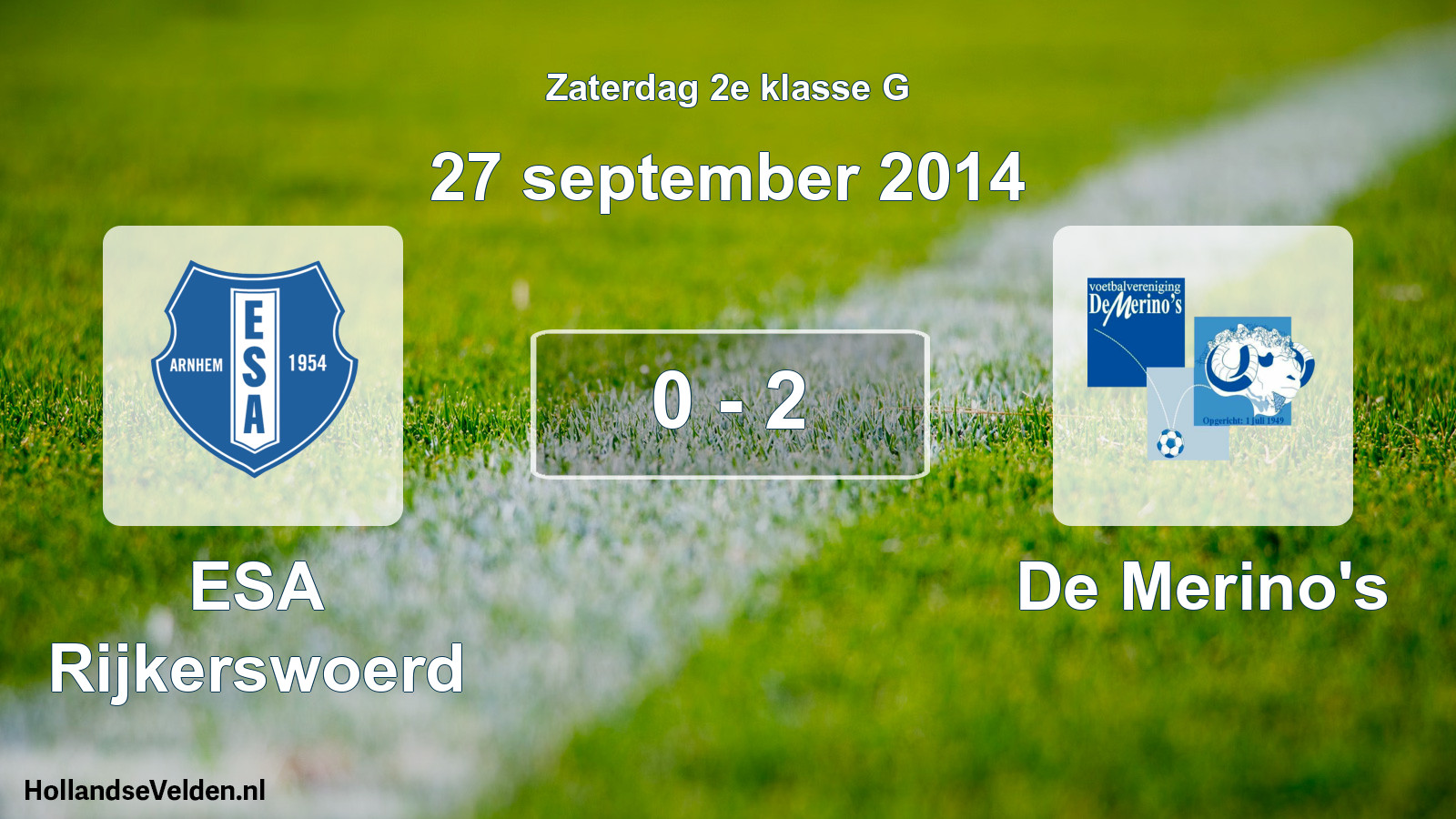 Total number of matches played: ESA Rijkerswoerd - De Merino's 0 - 2 (27 September 2014)