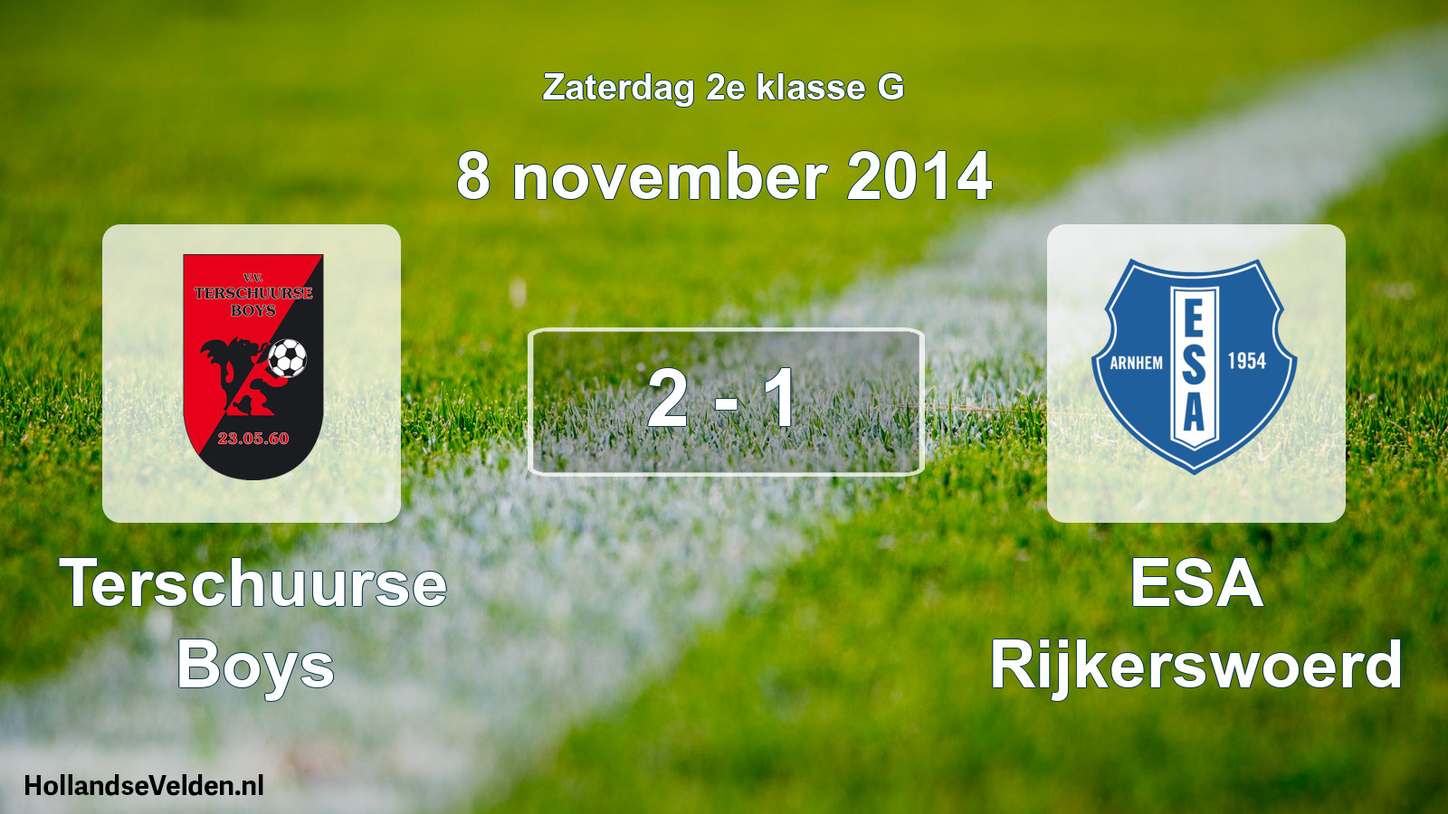 Total number of matches played: Terschuurse Boys - ESA Rijkerswoerd 2 - 1 (8 November 2014)