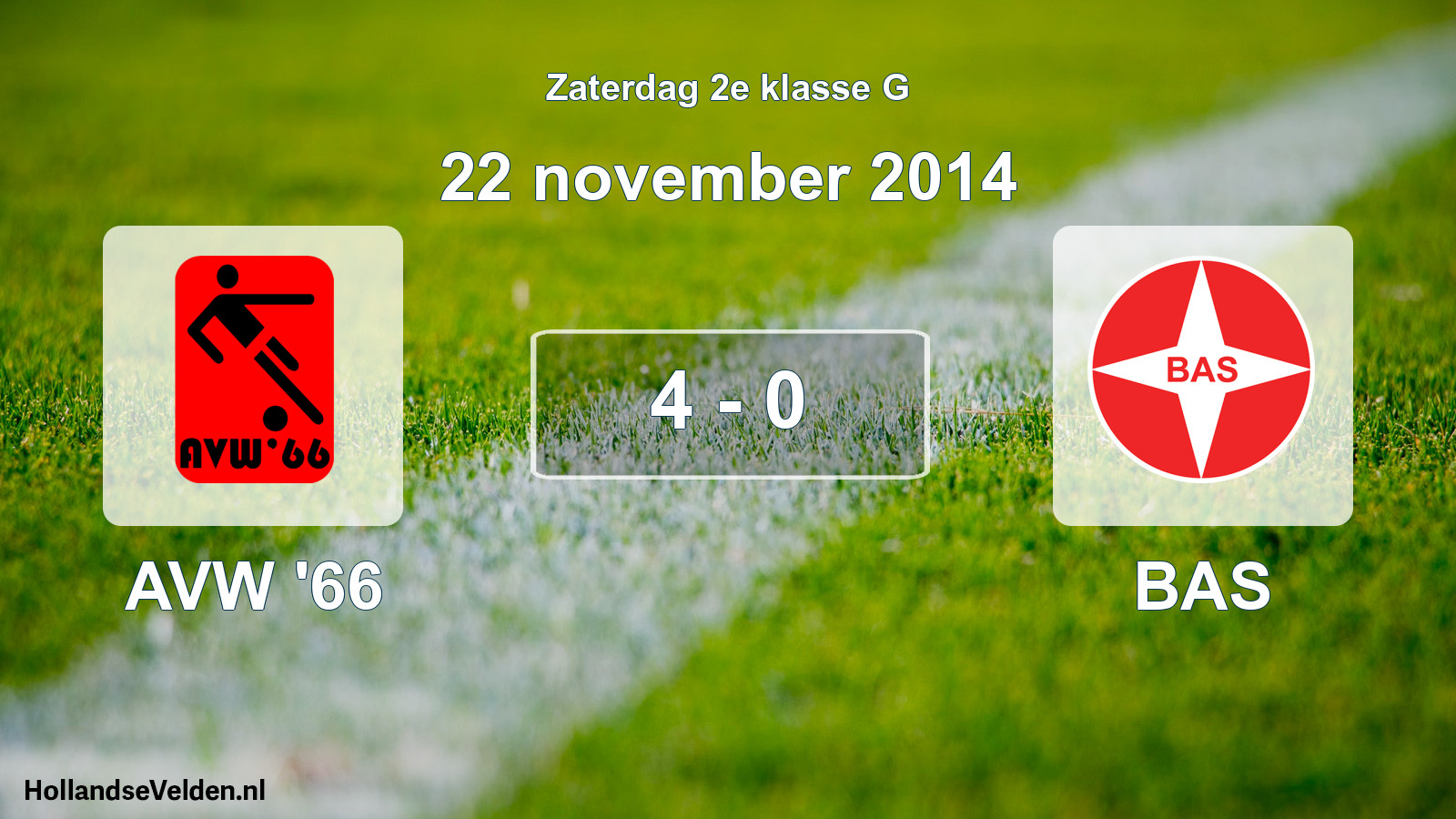 Total number of matches played: AVW '66 - BAS 4 - 0 (22 November 2014)