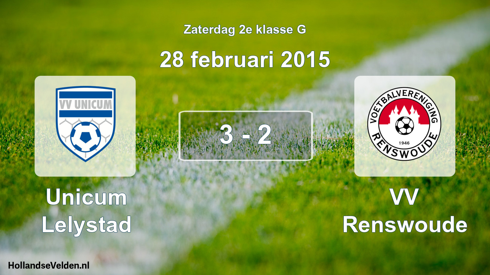 Total number of matches played: Unicum Lelystad - VV Renswoude 3 - 2 (28 February 2015)