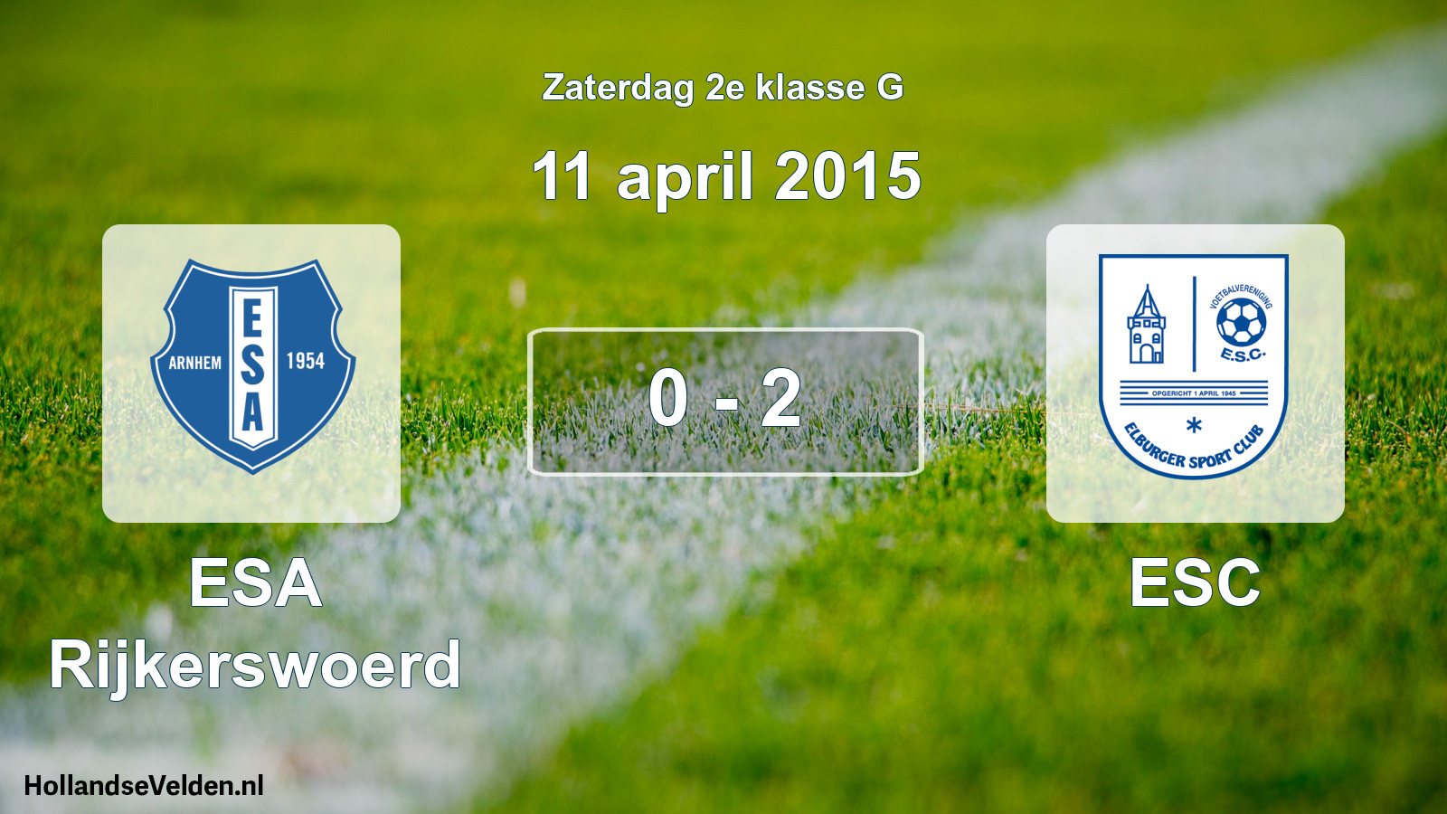 Total number of matches played: ESA Rijkerswoerd - ESC 0 - 2 (11 April 2015)