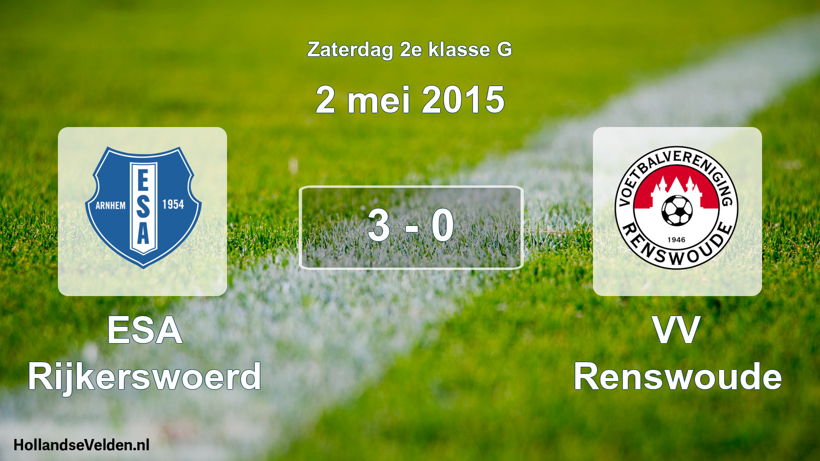 Total number of matches played: ESA Rijkerswoerd - VV Renswoude 3 - 0 (2 May 2015)