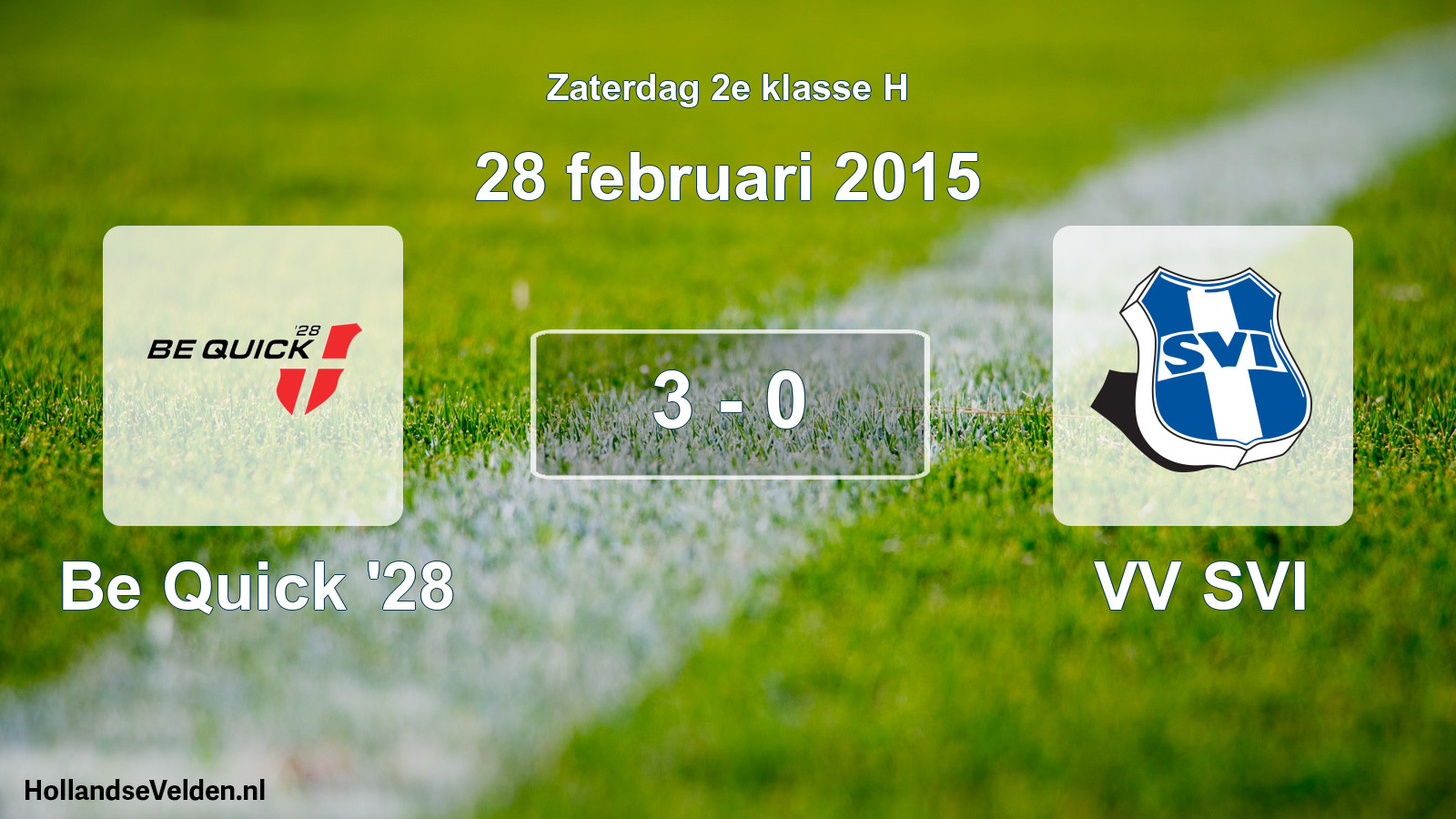 Total number of matches played: Be Quick '28 - VV SVI 3 - 0 (28 February 2015)
