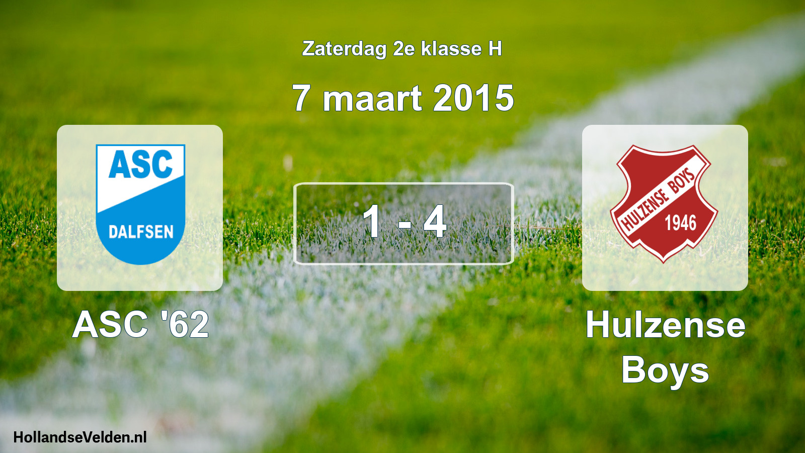 Total number of matches played: ASC '62 - Hulzense Boys 1 - 4 (7 March 2015)
