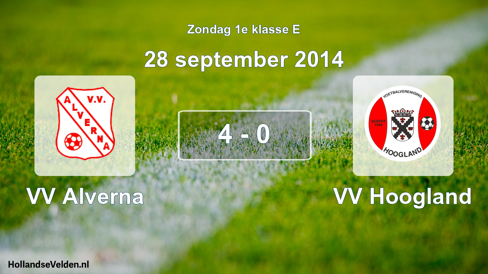 Total number of matches played: VV Alverna - VV Hoogland 4 - 0 (28 September 2014)