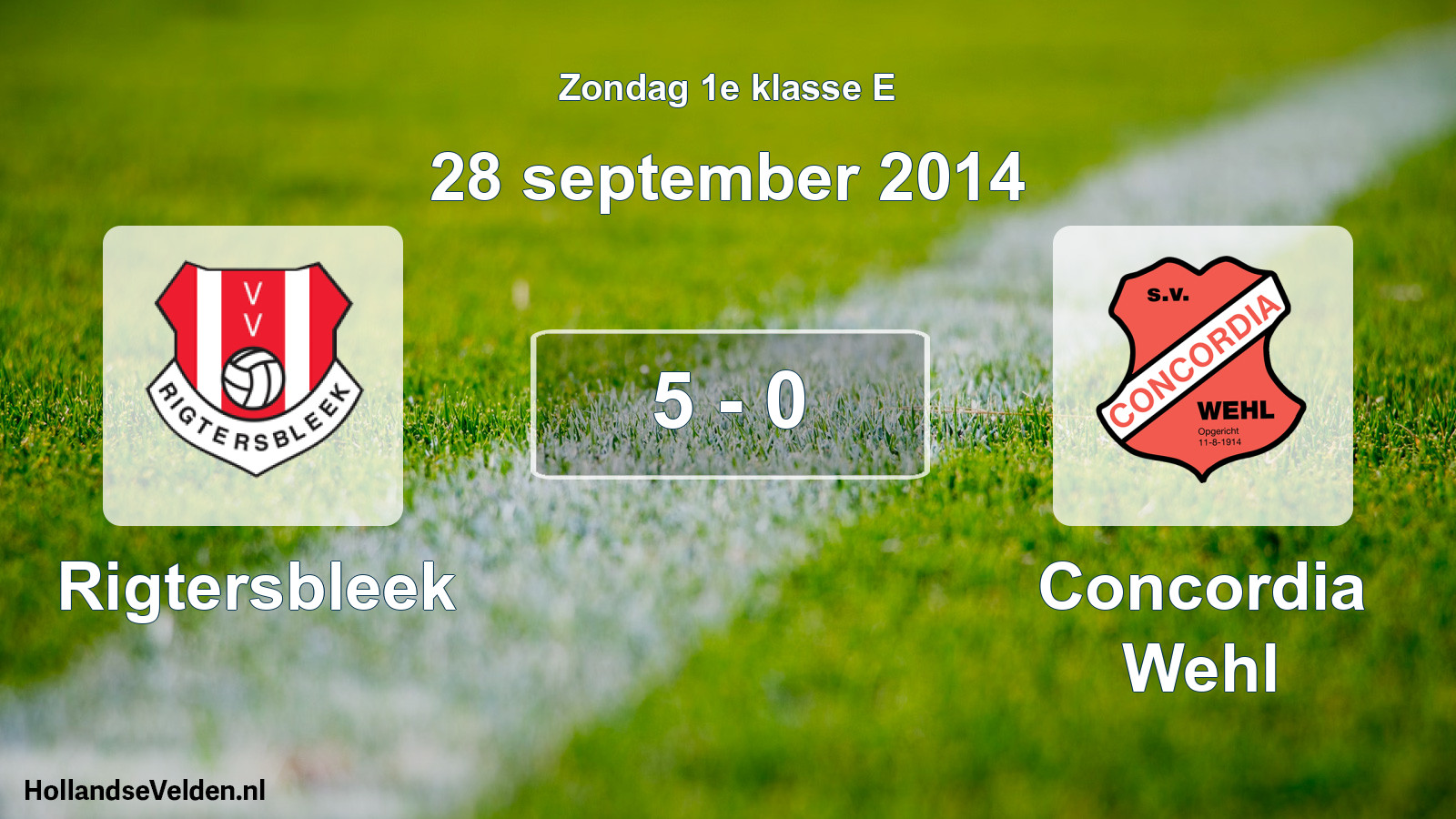 Total number of matches played: Rigtersbleek - Concordia Wehl 5 - 0 (28 September 2014)