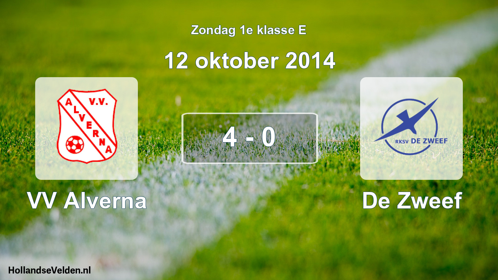 Total number of matches played: VV Alverna - De Zweef 4 - 0 (12 October 2014)