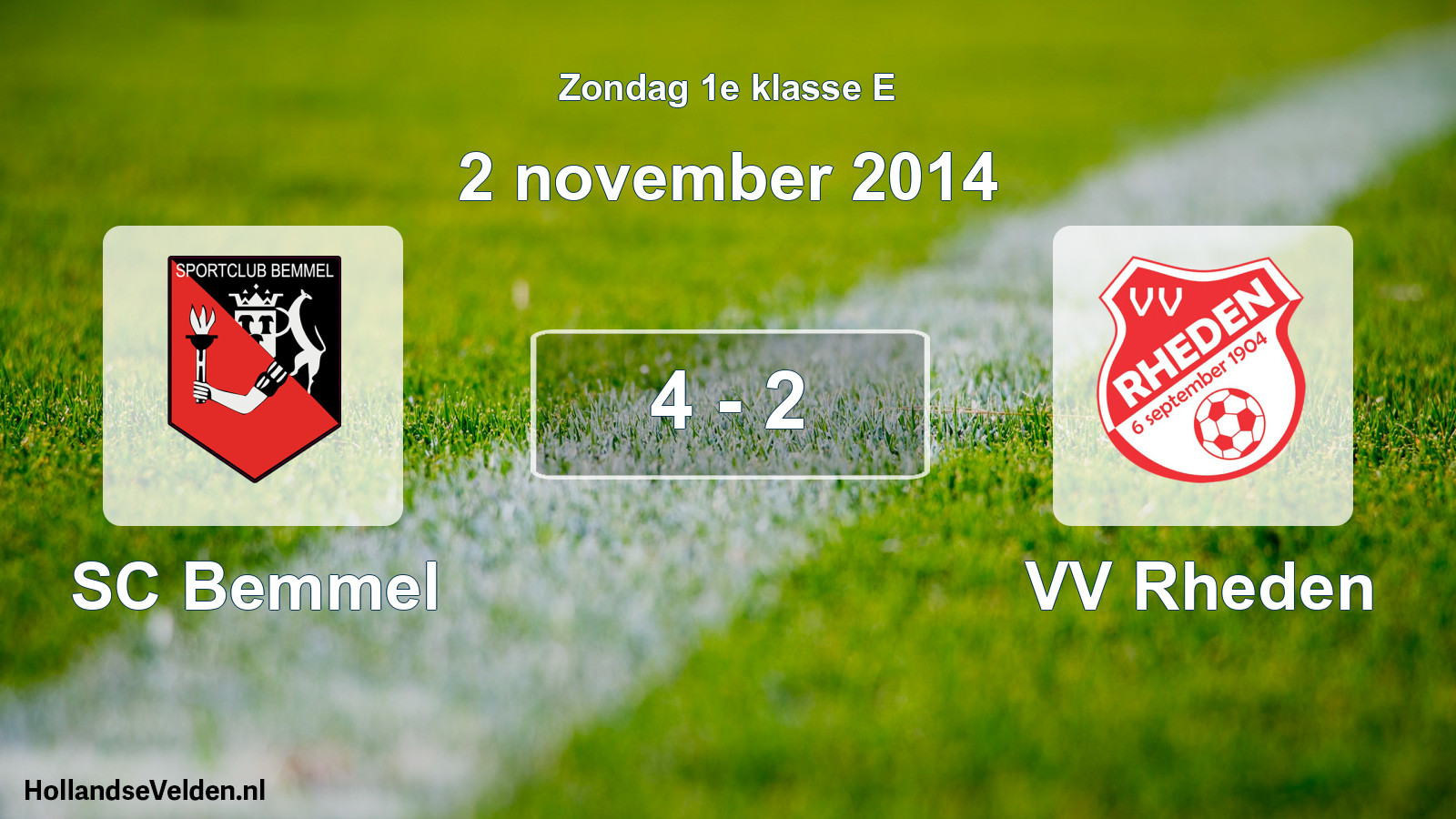 Total number of matches played: SC Bemmel - VV Rheden 4 - 2 (2 November 2014)