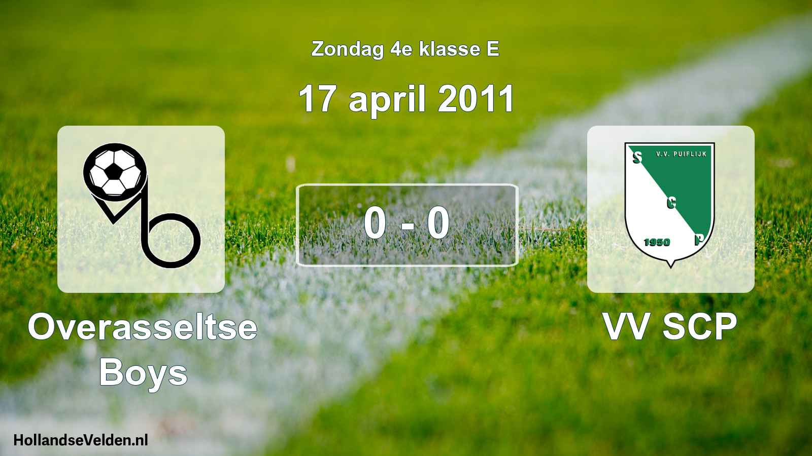 Total number of matches played: Overasseltse Boys - VV SCP 0 - 0 (17 April 2011)