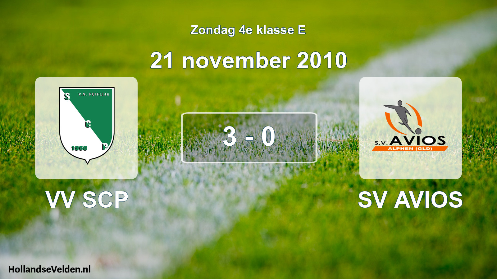 Total number of matches played: VV SCP - SV AVIOS 3 - 0 (21 November 2010)