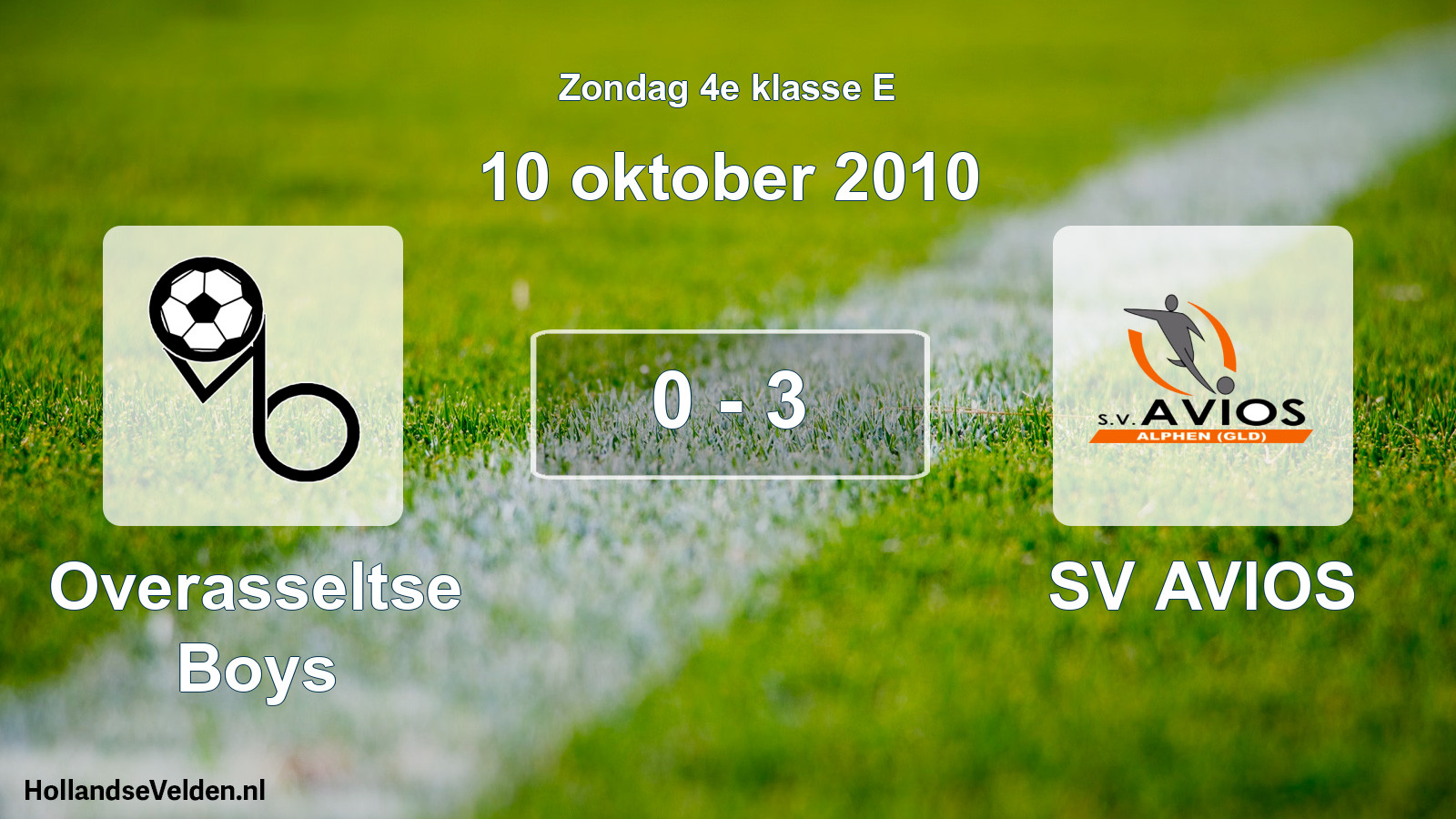 Total number of matches played: Overasseltse Boys - SV AVIOS 0 - 3 (10 October 2010)