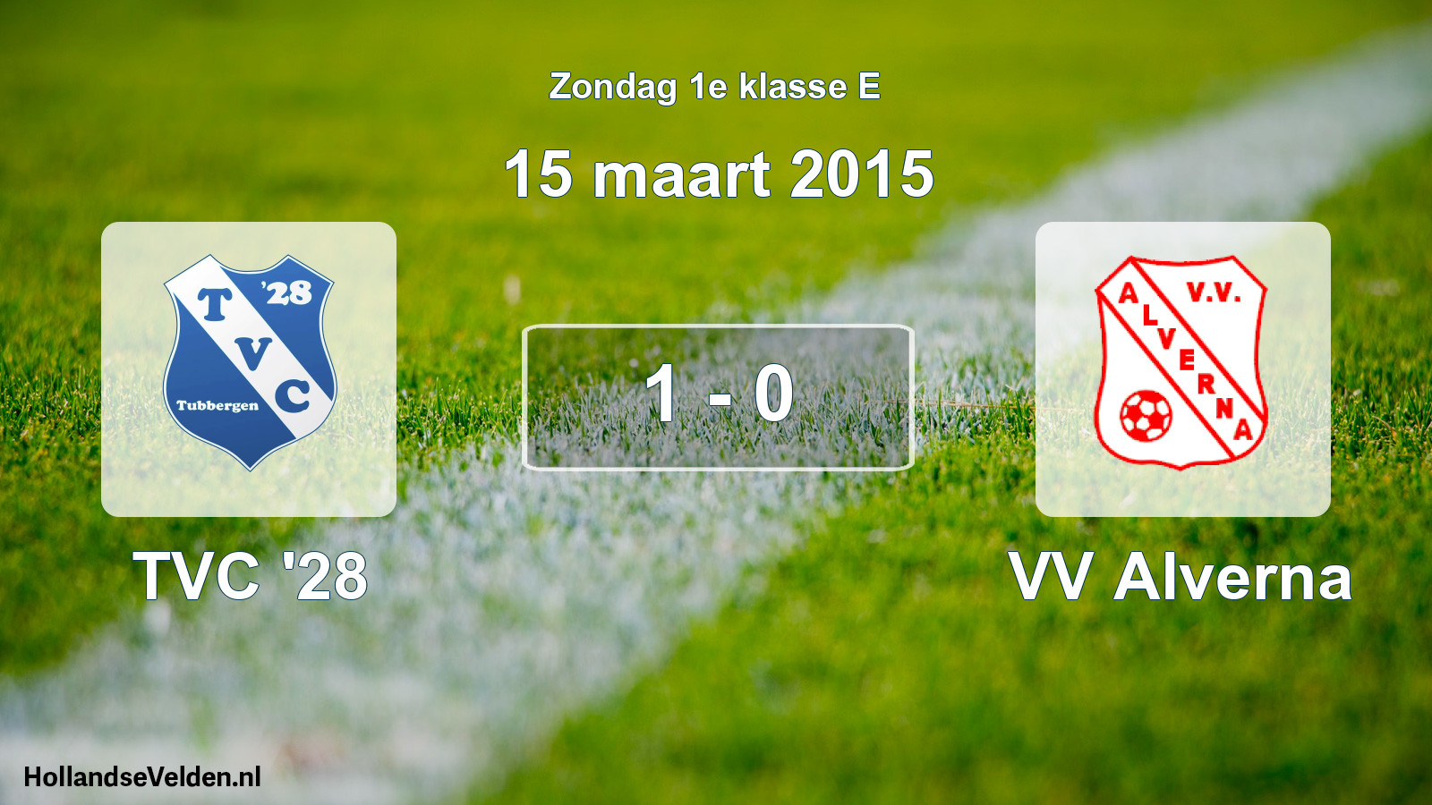 Total number of matches played: TVC '28 - VV Alverna 1 - 0 (15 March 2015)