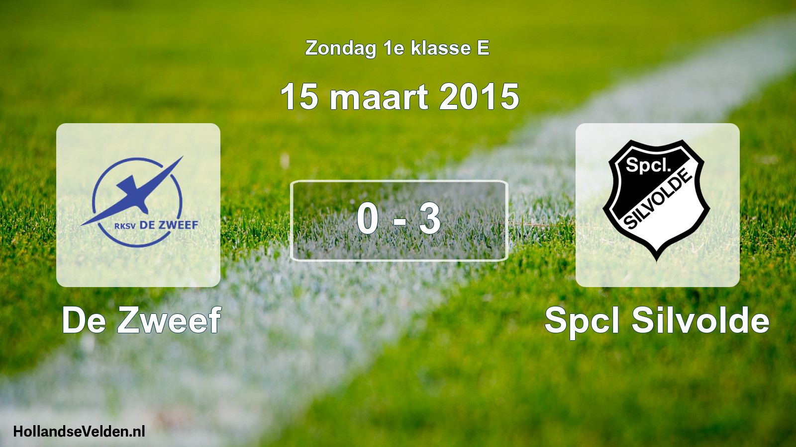 Total number of matches played: De Zweef - Spcl Silvolde 0 - 3 (15 March 2015)