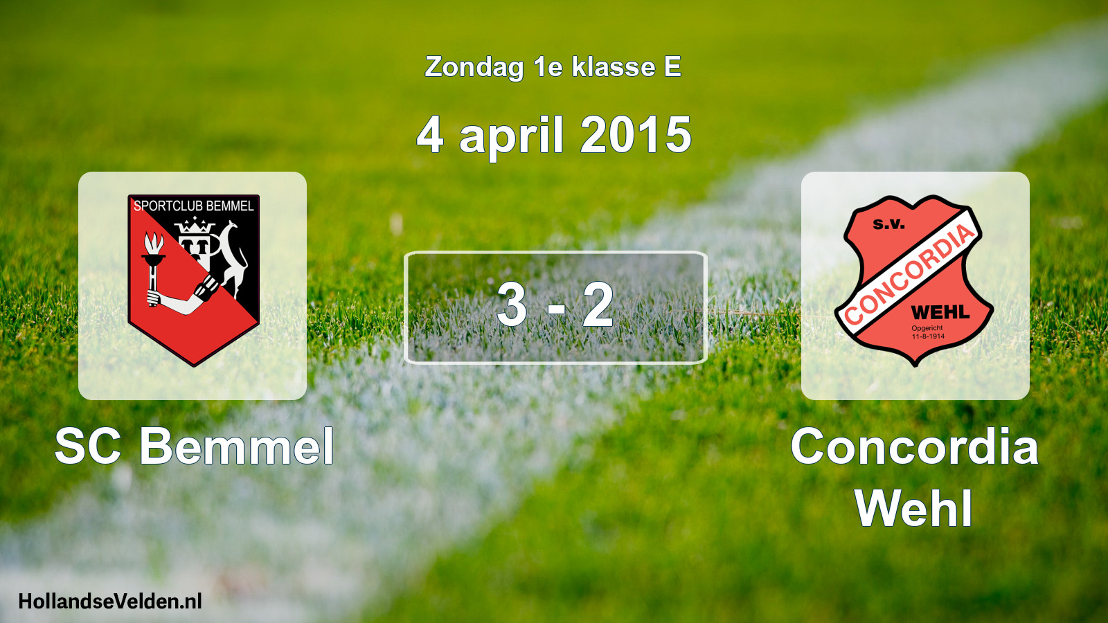 Total number of matches played: SC Bemmel - Concordia Wehl 3 - 2 (4 April 2015)